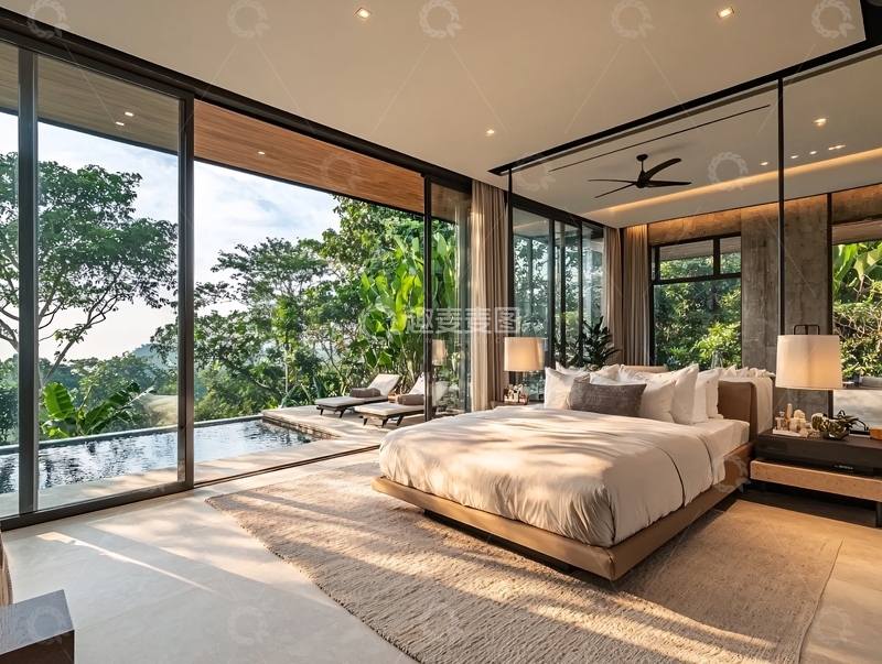 高清大图下载【趣麦麦图】现代极简别墅卧室景观