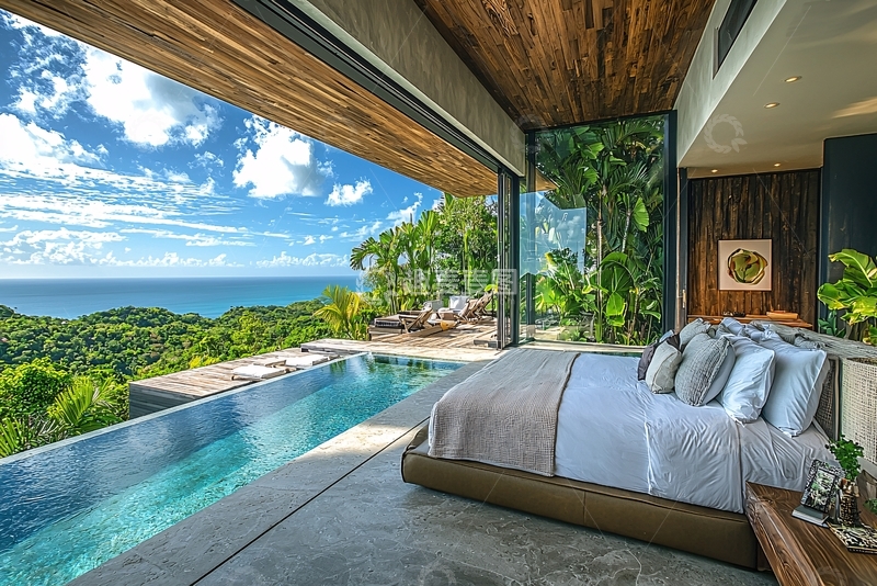 高清大图下载【趣麦麦图】海景泳池别墅卧室