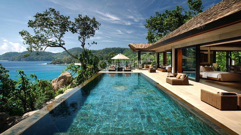 高清大图下载【趣麦麦图】海景别墅无边泳池