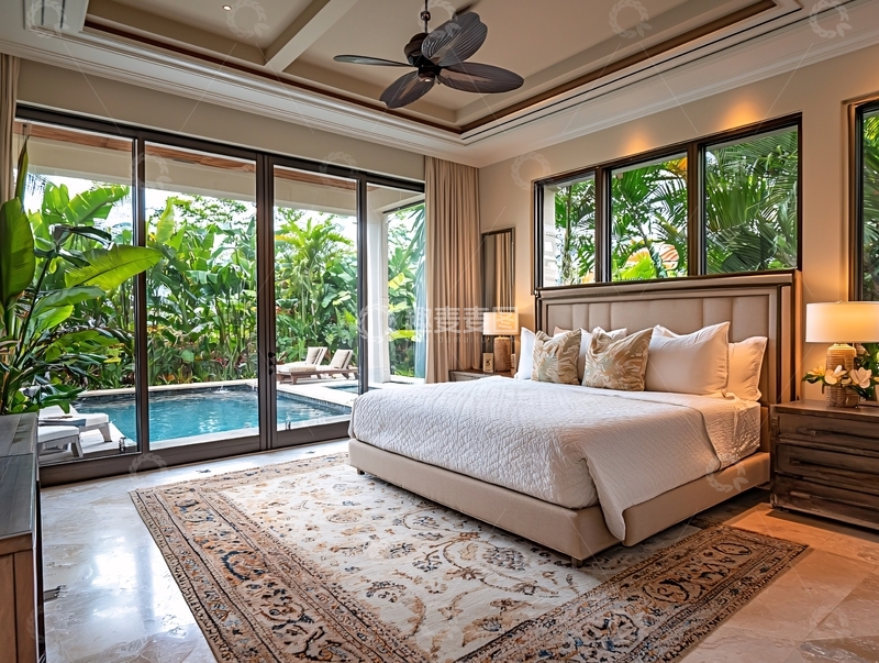 高清大图下载【趣麦麦图】私家泳池景观卧室