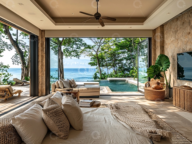 高清大图下载【趣麦麦图】海景别墅卧室私家泳池