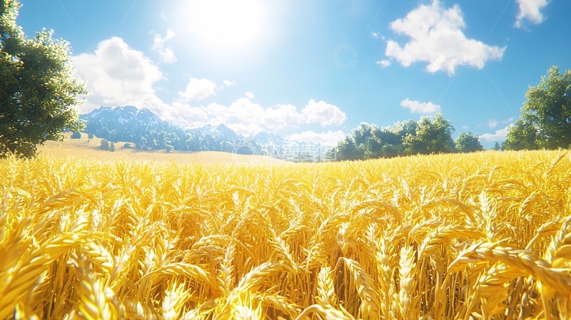 高清大图下载【趣麦麦图】金黄麦田阳光景色