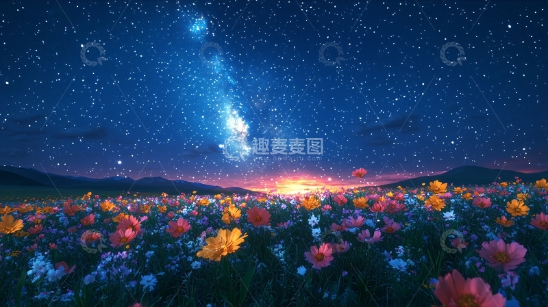 高清大图下载【趣麦麦图】星空花海