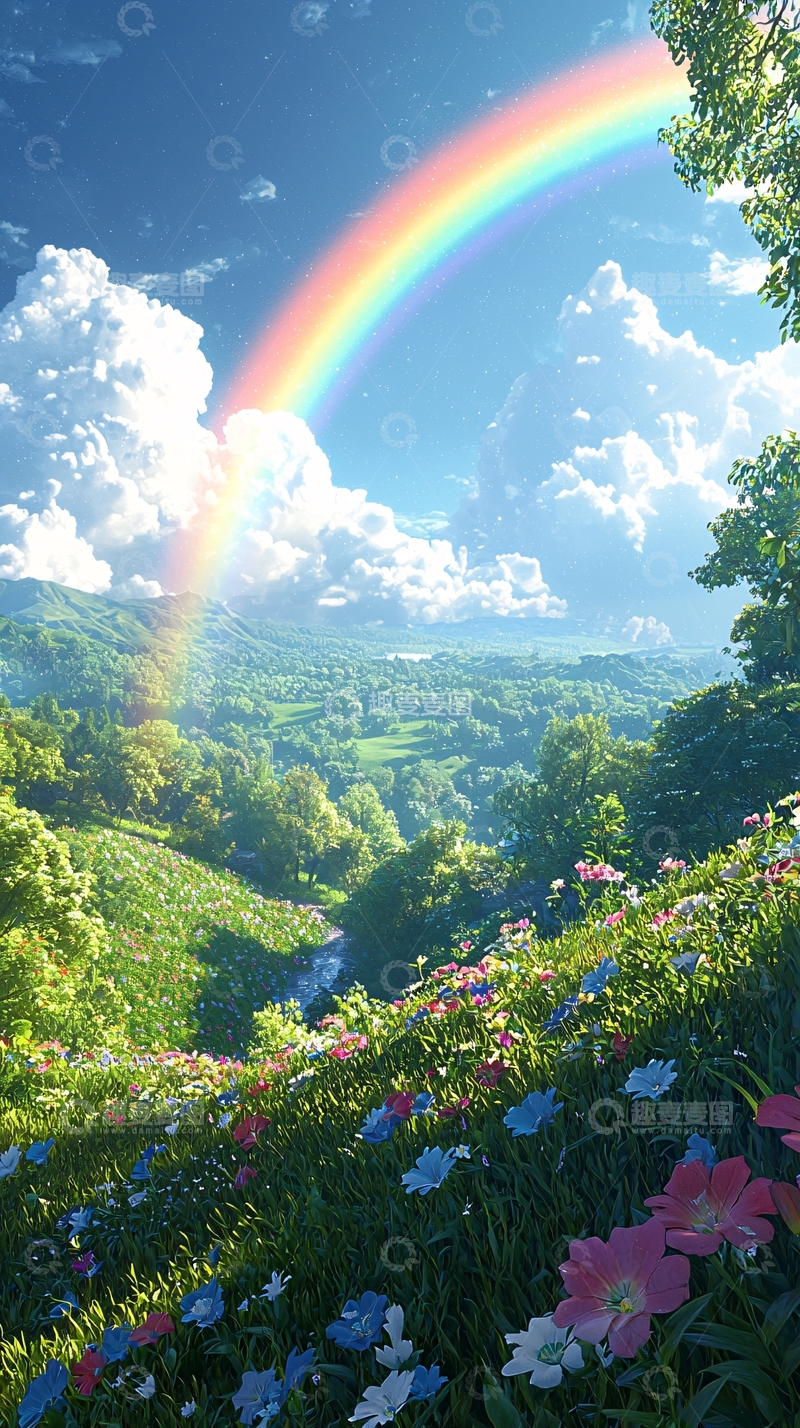 高清大图下载【趣麦麦图】彩虹山谷花海