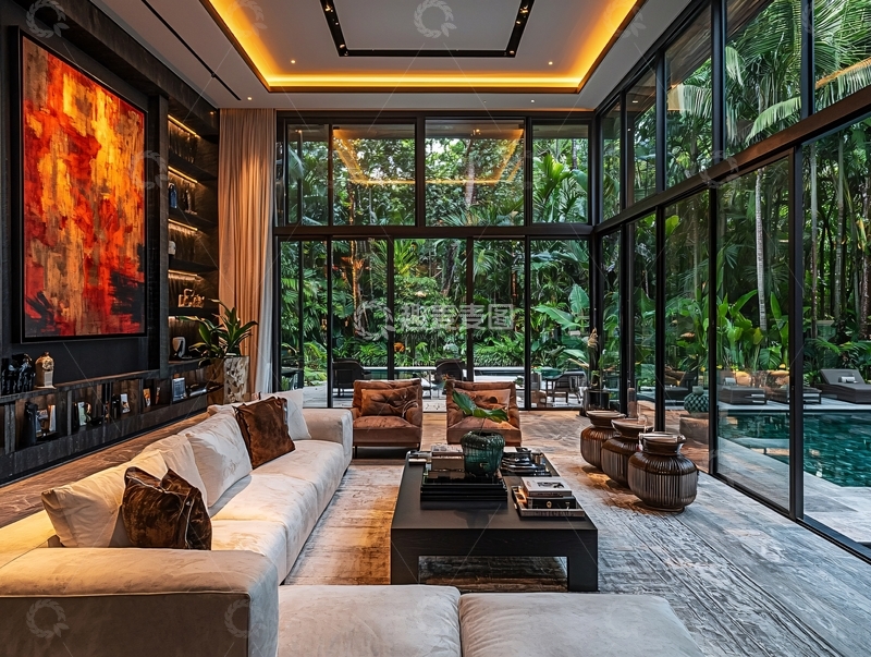 高清大图下载【趣麦麦图】现代极简别墅客厅