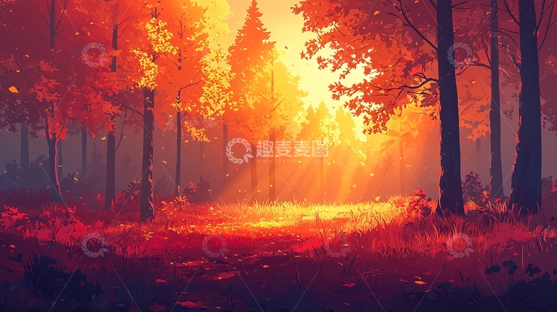 高清大图下载【趣麦麦图】温暖阳光森林