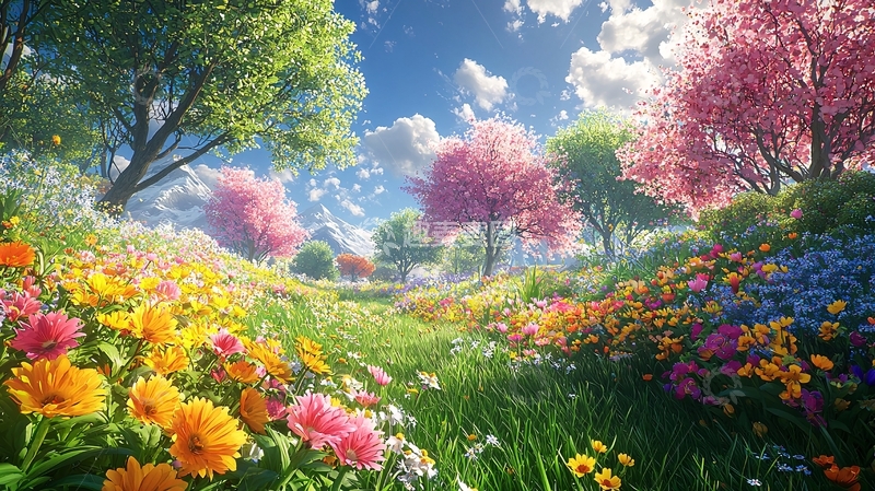 高清大图下载【趣麦麦图】梦幻般的春日花海