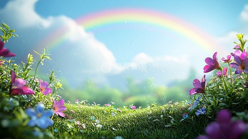 高清大图下载【趣麦麦图】彩虹花田