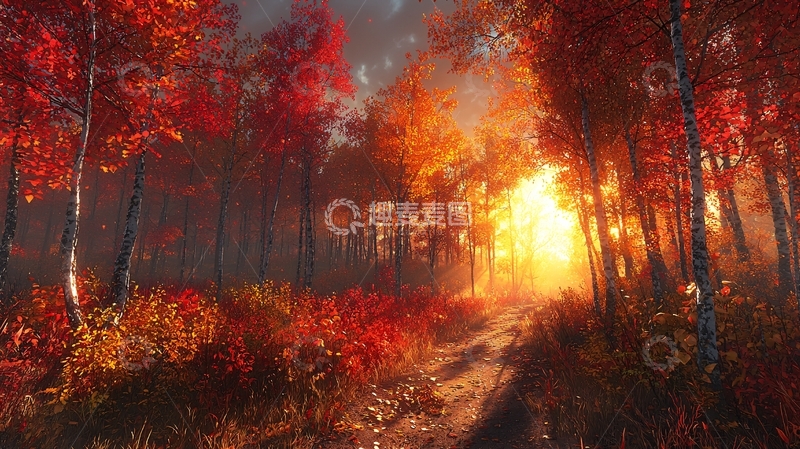 高清大图下载【趣麦麦图】秋日森林小路