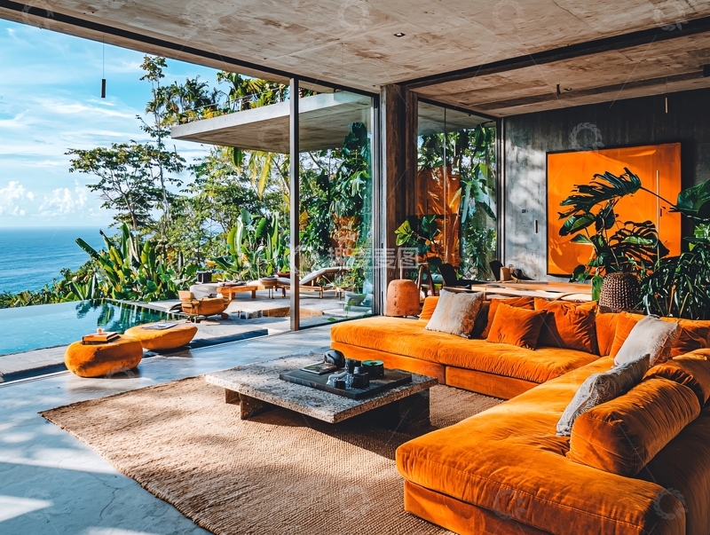 高清大图下载【趣麦麦图】海景别墅客厅