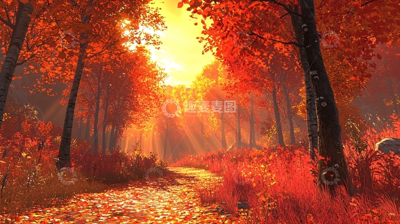 高清大图下载【趣麦麦图】秋季森林小路