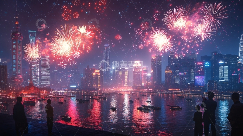 高清大图下载【趣麦麦图】夜景烟花