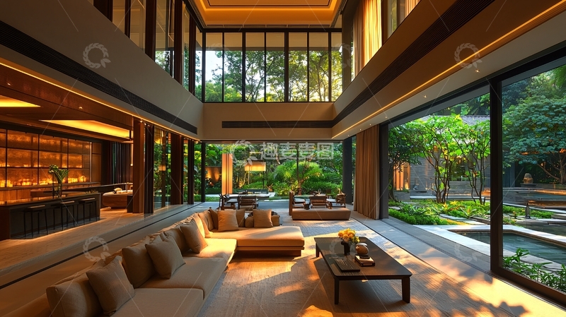 高清大图下载【趣麦麦图】现代简约别墅客厅