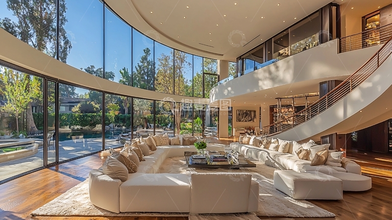 高清大图下载【趣麦麦图】现代豪华别墅客厅