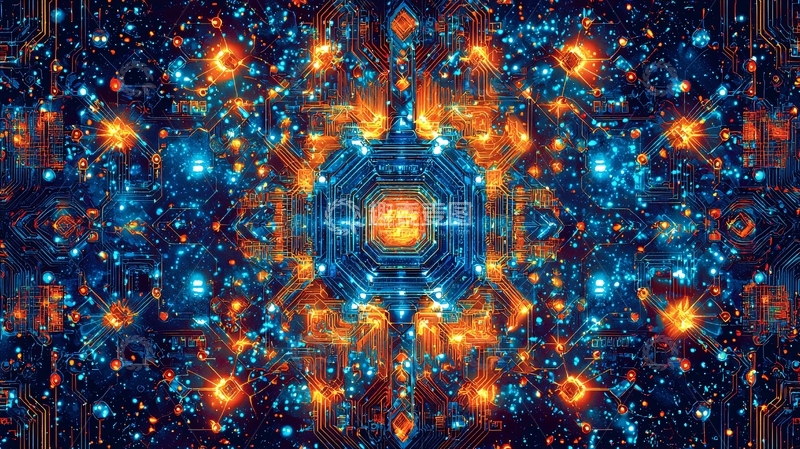 高清大图下载【趣麦麦图】抽象蓝橙色宇宙能量漩涡