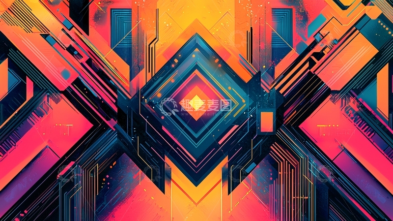 高清大图下载【趣麦麦图】抽象几何科技感背景图