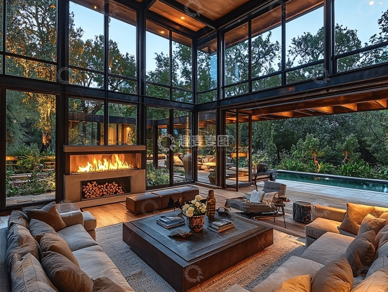 高清大图下载【趣麦麦图】现代简约别墅客厅