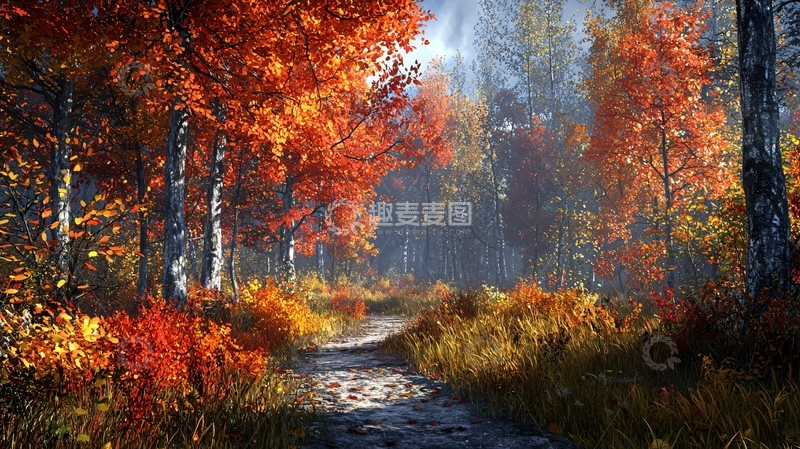 高清大图下载【趣麦麦图】秋日森林小路