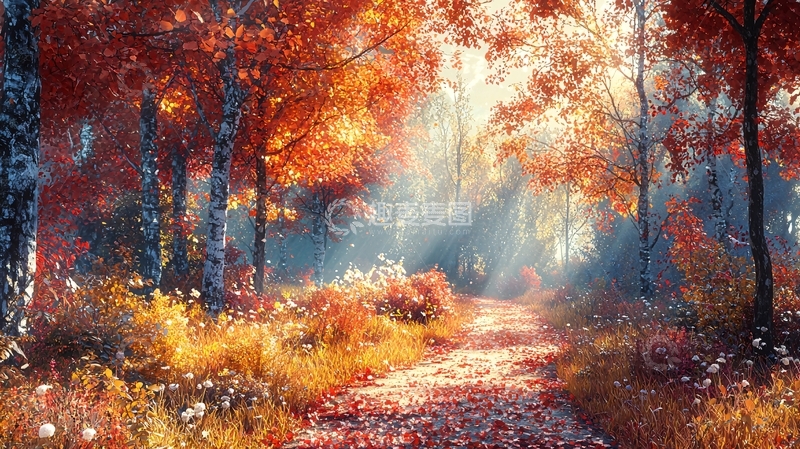 高清大图下载【趣麦麦图】秋季森林小路