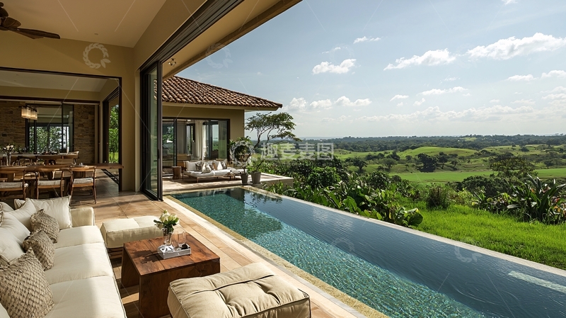高清大图下载【趣麦麦图】别墅无边泳池景观