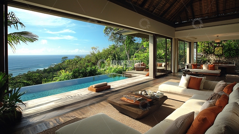 高清大图下载【趣麦麦图】海景别墅无边泳池