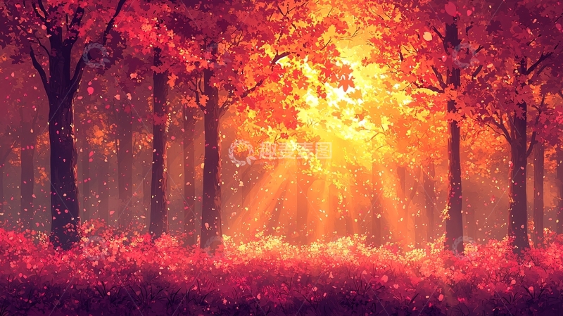 高清大图下载【趣麦麦图】红叶森林