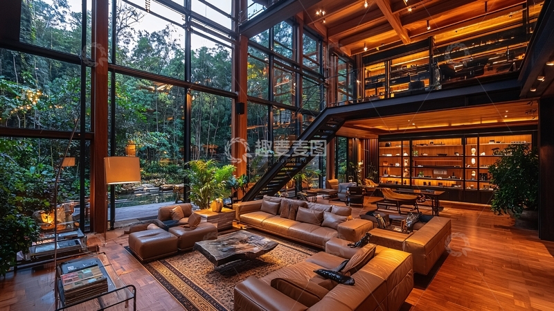 高清大图下载【趣麦麦图】落地窗豪宅客厅