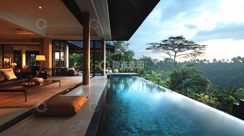高清大图下载【趣麦麦图】现代风格别墅无边泳池