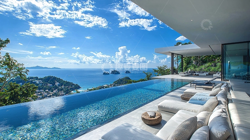高清大图下载【趣麦麦图】海景别墅无边泳池