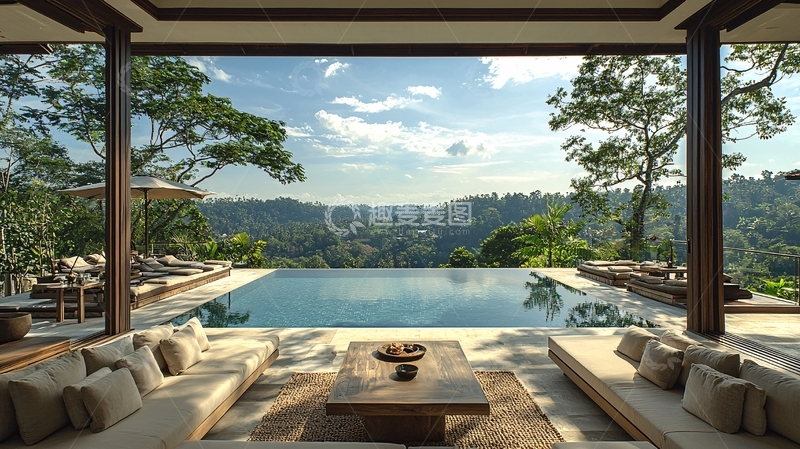 高清大图下载【趣麦麦图】无边泳池别墅景观
