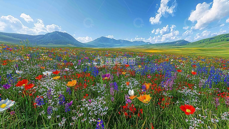 高清大图下载【趣麦麦图】山峦花海