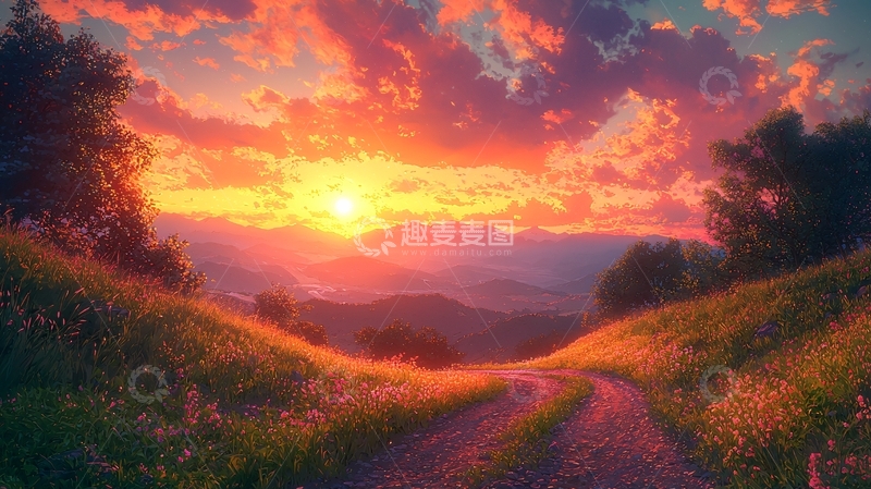 高清大图下载【趣麦麦图】燃烧的日落