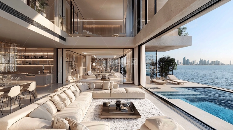 高清大图下载【趣麦麦图】豪华海景别墅室内