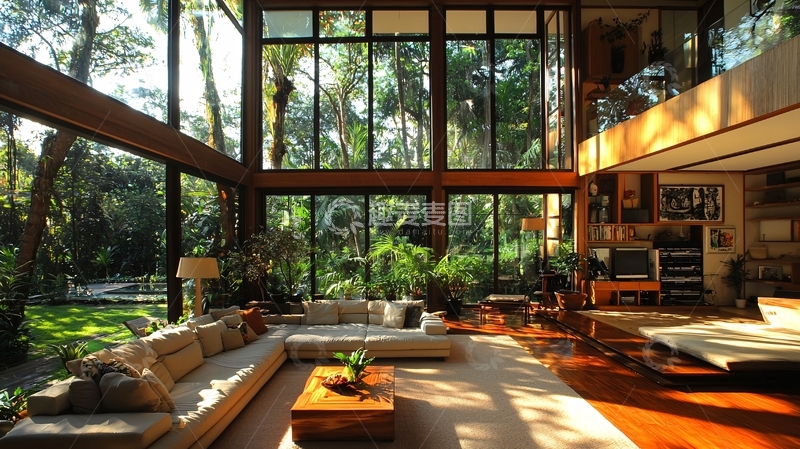 高清大图下载【趣麦麦图】落地窗别墅客厅