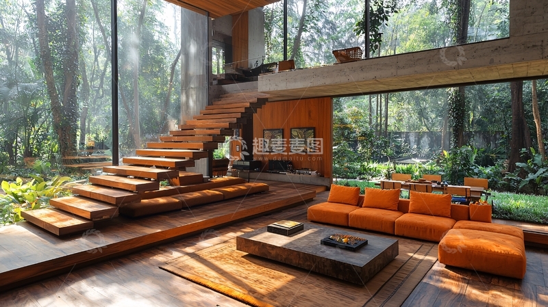 高清大图下载【趣麦麦图】森林环绕的现代住宅