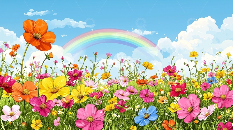 高清大图下载【趣麦麦图】彩虹花田