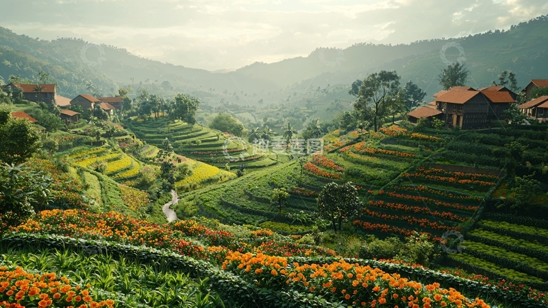 高清大图下载【趣麦麦图】山区梯田风光