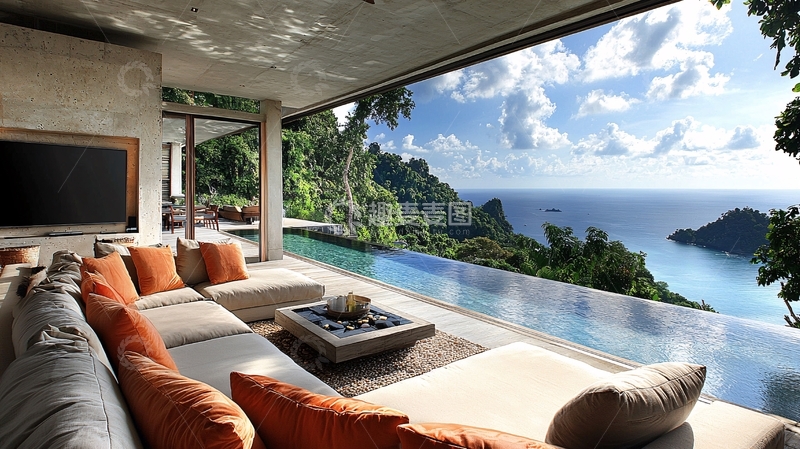 高清大图下载【趣麦麦图】海景别墅客厅