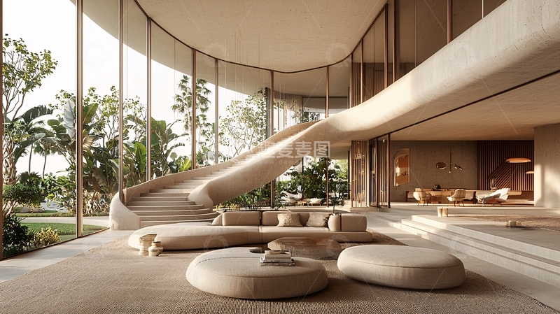 高清大图下载【趣麦麦图】现代极简风别墅客厅