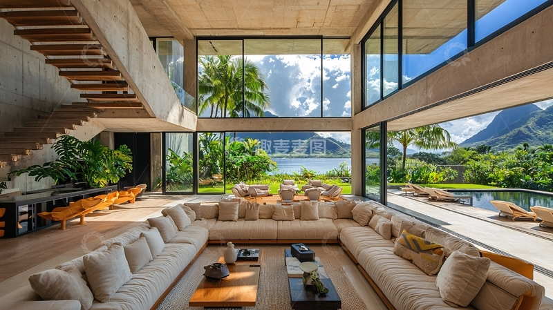 高清大图下载【趣麦麦图】现代简约别墅客厅