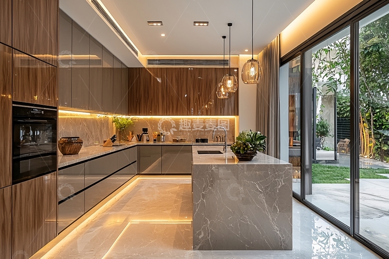 高清大图下载【趣麦麦图】现代轻奢开放式厨房
