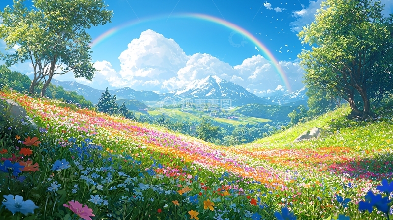 高清大图下载【趣麦麦图】彩虹花田
