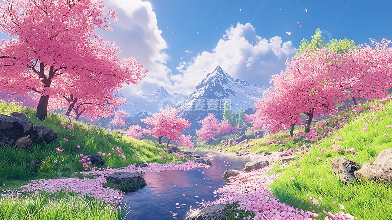 高清大图下载【趣麦麦图】粉色樱花树