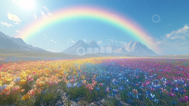 高清大图下载【趣麦麦图】彩虹山花田