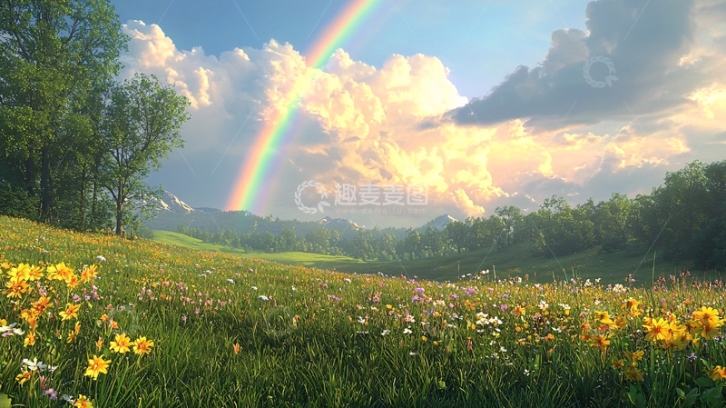 高清大图下载【趣麦麦图】彩虹田园风景