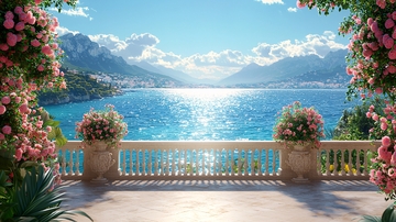 海边阳台浪漫景色