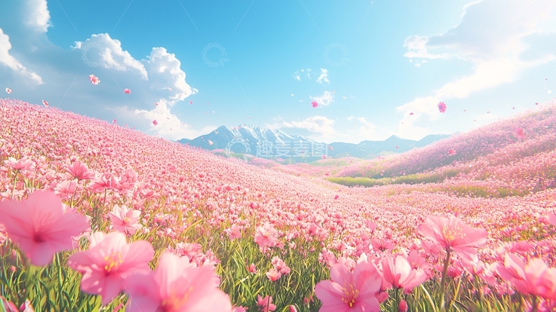 高清大图下载【趣麦麦图】粉红色花海梦幻背景