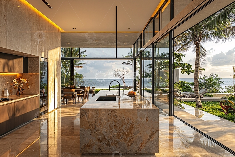 高清大图下载【趣麦麦图】现代简约海景别墅厨房