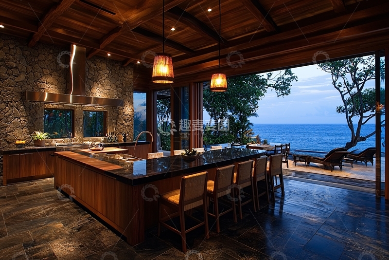 高清大图下载【趣麦麦图】海景别墅厨房
