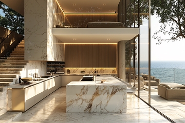 现代极简海景别墅厨房